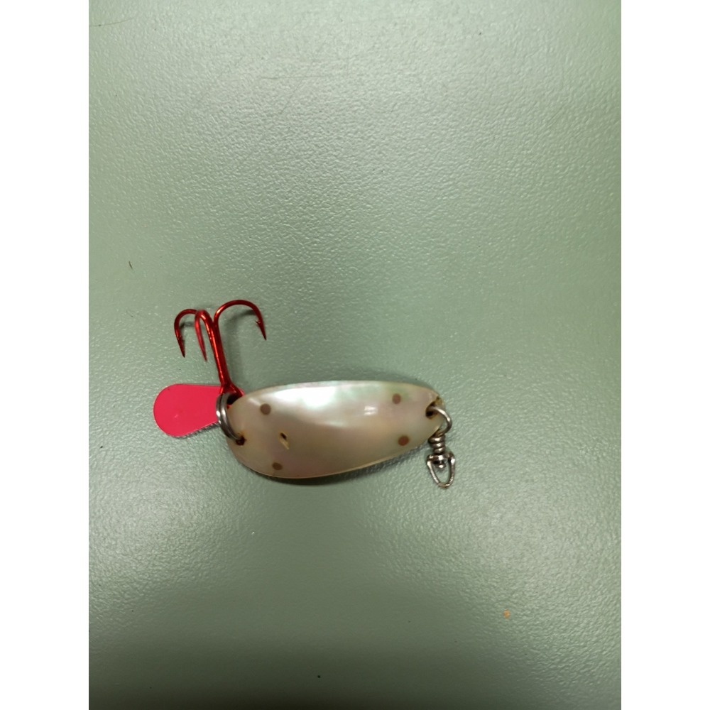 Lemax Swiss Fishing Spoon Lure Mother of Pearl Hammered Copper Red Treble Hook